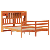 ZNTS Bookcase Bed without Mattress Wax Brown 140x190cm Solid Wood Pine 3321952