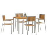 Outdoor Dining Set 5 pcs Solid Acacia Wood and Stainless Steel 3334790