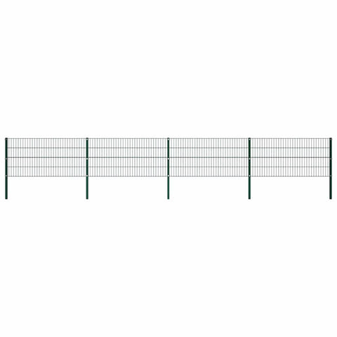 Fence Panel with Posts Iron 694.5x80 cm Green 278607