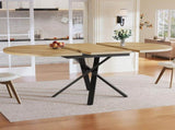 Extendable dining table 100-140cm, round-oval table, stable X-metal frame, adjustable feet, wood N639P439338N