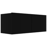 ZNTS 2 Piece TV Cabinet Set Black Engineered Wood 3078807