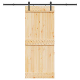 Sliding Door NARVIK Natural and Black 85 x 210 cm 3445259