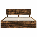 Bed Frame Smoked Oak 180 x 200 cm Solid Pine Wood 3412046