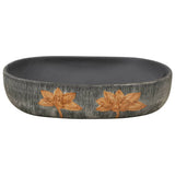Countertop Basin Grey and Black Oval 59x40x14 cm Ceramic 155107