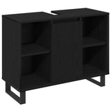 Bathroom Furniture Set with Storage 3 pcs Black Engineered wood 3378512