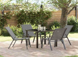 Garden Dining Set 5 pcs Grey and Black Powder-coated Steel 3379122