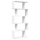 Room Divider Bookcase 5-Tier White 70x24x161 cm Engineered Wood 858093