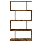 Room Divider Bookcase 4-Tier Smoked Oak 70x24x129 cm Engineered Wood 858106