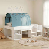 Bed Frame with Tunnel with Shelf 3 pcs White and Light Blue 3423618