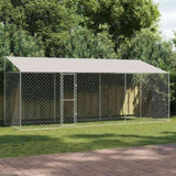 Dog Cage with Roof Silver 600 x 200 x 256 cm Steel and PE 3368302