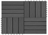 Decking Tile 3D Design 11 pcs Black 30 x 30 cm WPC 42046681