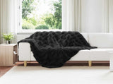 Anti-Slip Faux Rabbit Fur Blanket Olite 4 pcs Black Polyester 42021837