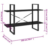 2-Tier Book Cabinet Black 100x30x70 cm Solid Wood Pine 806476