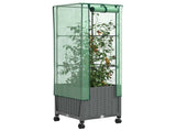 Garden Planter with Greenhouse Cover&Wheels Light Grey PP 3422932