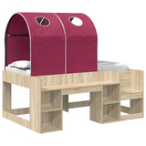 Bed with Tunnel 3 pcs Sonoma Oak and Red Engineered Wood 3423507