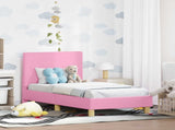 Toddler Bed Frame with Headboard Pink 70 x 140 cm Fabric 42010982