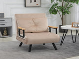 4-in-1 Velvet-Feel Single Chair Bed, with Pillow - Beige T3398P343284