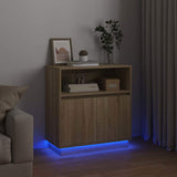 LED Sideboard Sonoma Oak 71 x 34.5 x 75 cm Engineered Wood 869652
