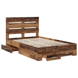 Bed Frame with Drawer Old Wood 135 x 190 cm Engineered Wood 3411986