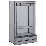 Wardrobe Grey Polyester, Iron Medium Collapsible Wardrobe 282460