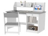 Two-Piece Kids Desk and Chair Set with Storage, for Ages 5-8 Years - Grey T3398P347722