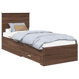 Bed Frame Brown Oak and Silver 75 x 190 cm Engineered Wood 3410964