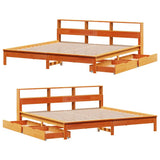 Bookcase Bed without Mattress Wax Brown 180x200 cm Super King Solid Wood Pine 3309802