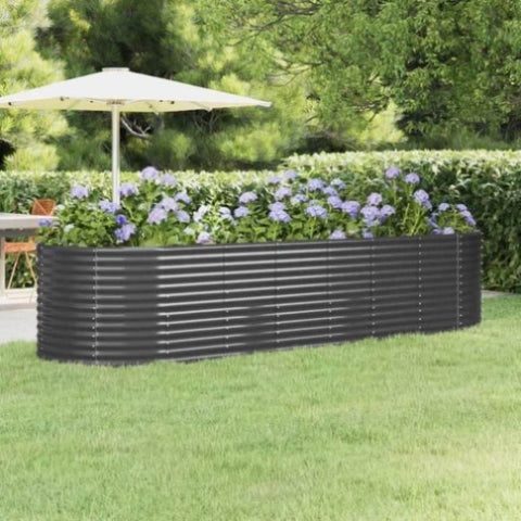 ZNTS Garden Raised Bed Powder-coated Steel 322x100x68 cm Anthracite 319071