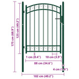 Fence Gate EMMEN with Arched Top Steel 100x98.5 cm Green 146364