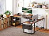 168cm Reversible L Shaped Desk, Industrial Corner Computer Desk with Adjustable Shelf and Storage T3398P329512