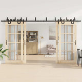 Sliding Door Hardware Kit 400 cm Steel Black 3295754