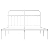 Bed Frame White Steel Double Size Bed Frame Rectangular 352628