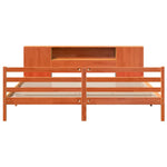 ZNTS Bookcase Bed without Mattress Wax Brown 180x200 cm Super King Solid Wood Pine 3321869