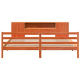 ZNTS Bookcase Bed without Mattress Wax Brown 180x200 cm Super King Solid Wood Pine 3321869