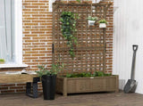 Raised Bed with Drainage Holes, Wood Planter with Trellis for Climbing Plants to Grow Vegetables, T3398P314199
