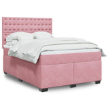 Box Spring Bed with Mattress Pink 140x190 cm Velvet 3290923
