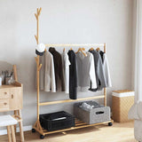 Clothes Rack with Hooks and Wheels 100x35x157 cm Bamboo 4008915