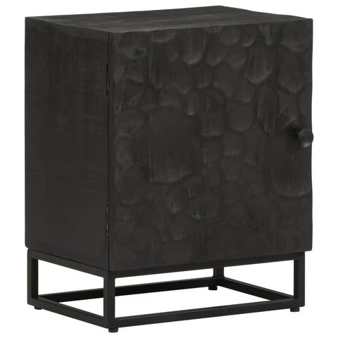 ZNTS Bedside Cabinet Black 40x30x50 cm Solid Wood Mango and Iron 372004