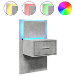 ZNTS Wall-mounted Bedside Cabinet with LED Lights Concrete Grey 848163