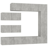 TV Cabinet Set 7 Piece Concrete Grey Engineered Wood Wall Mounted 3114561