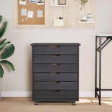 Rolling Cabinet with Drawers MOSS Grey Solid Wood Pine 355893