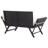 Garden Bench with Cushions Black 176 cm Poly Rattan 317181