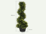 90cm/3FT Artificial Trees, Spiral Topiary Trees w/ Pot Set Of 2, Fake Indoor Greenery Plant Home T3398P329871