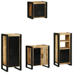 Bathroom Furniture Set with Shelf 4 pcs Brown Solid Mango Wood 3305652