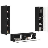 TV Cabinet Set 6 pcs Black Engineered Wood 3409124