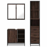 3 Piece Bathroom Furniture Set Brown Oak Engineered Wood 3301149