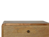 Solid Wood Curved Oak-ish Bedside, 2 Drawers, Beige B2743P402926