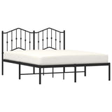 Metal Bed Frame without Mattress with Headboard Black 135x190cm 373788