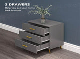 Three Drawer Embossed Line Dresser - Grey/Gold Tone T3398P343154