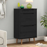 Shoe Cabinet MOLDE 59.5 x 35 x 103 cm Solid Pine Wood Black 42020941